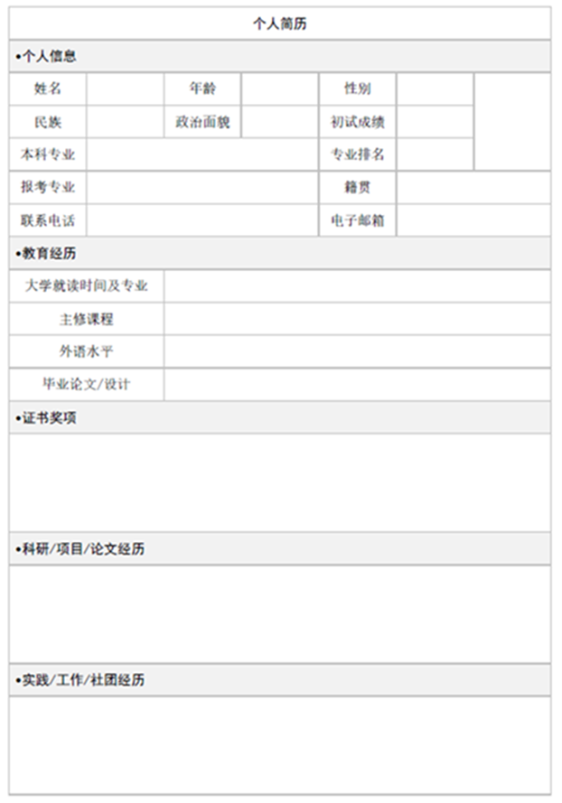 考研复试个人简历模板